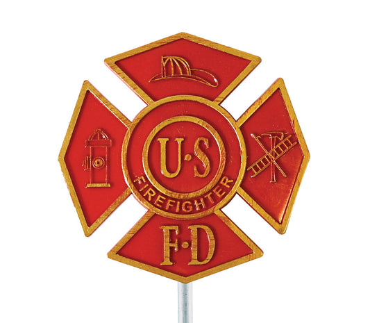 GRAVE MARKER PLASTIC RED US FIREFIGHTERS