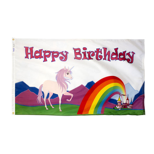3X5 FT NYL HAPPY BIRTHDAY UNICORN