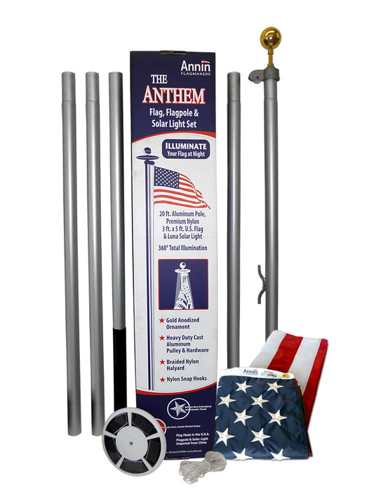 20F ANTHEM PL W/SOLAR LIGHT 3X5 FLAG 1PK