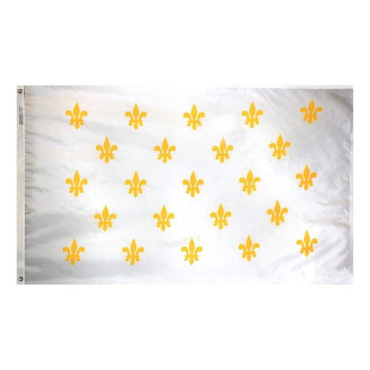 3X5 FT NYL-GLO FLEUR DE LIS WH/23GLD
