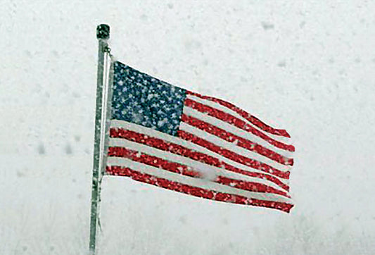 TOUGH-TEX  FLAG IN SNOWSTORM  POSTCARD